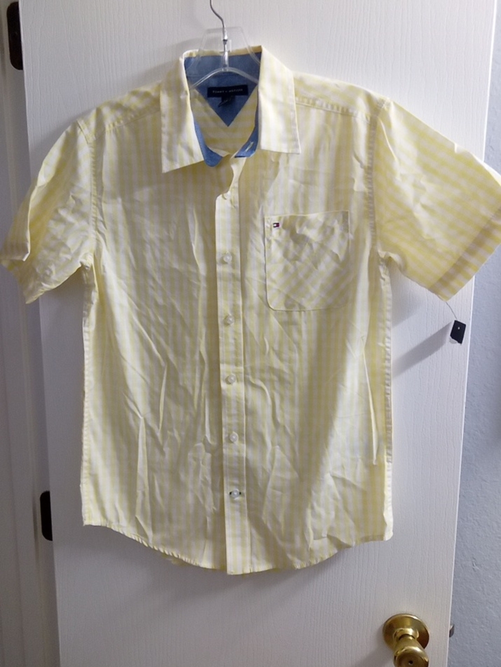 Tommy Hilfiger Men’s Pale Yellow Short-Sleeve Button-Down Shirt
